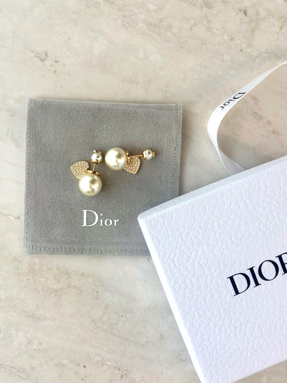Dior Tribales Earrings with Heart Charm White Resin